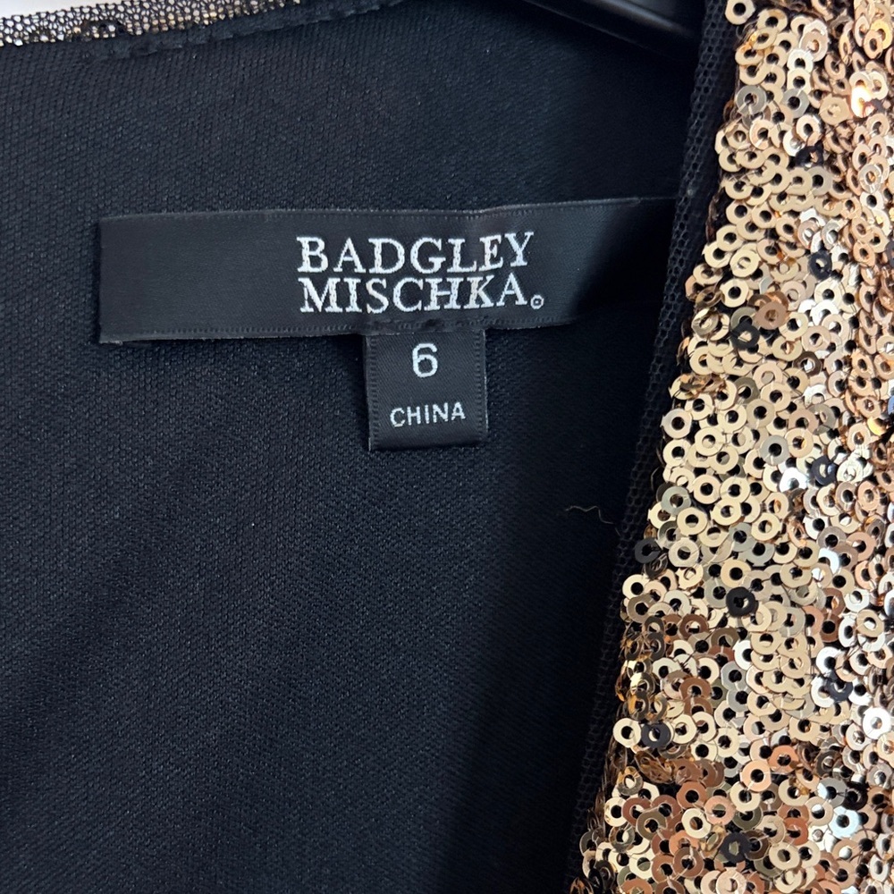 Badgley Mischka Gold Sequin Ombre Cocktail Dress | Size 6 - Picture 5 of 8